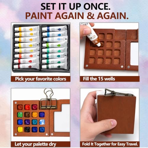Mini Watercolor Travel Set, Mini Painting Kit, Pocket Palette, 24 Colors