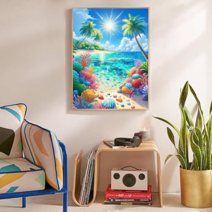 ZeeLionArt Diamond Art Kit, Beach Landscape Scenery, 12 x 16 Inch - color: DP04319