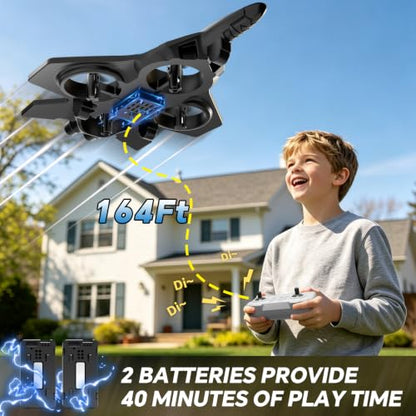 4DRC Foam RC Planes Remote Control Airplanes for Kids Adults, RC Airplane Fighter Jet with Light, 360° Flip Fighter Jet Toys, Stunt Roll, Airplane Toy Gifts for Kids Boys - color: Red-2 Batteries