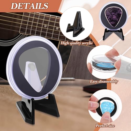 Funnymoom 1 Pcs Guitar Pick Display Case Acrylic with Stand, Clear, Black - color: Clear, Black