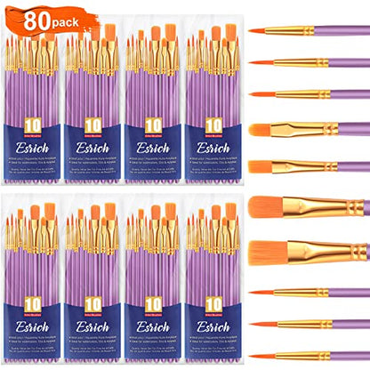 ESRICH 80PCS Paint Brushes, Paint Brush for Acrylic Painting - color: Purple, size: 80