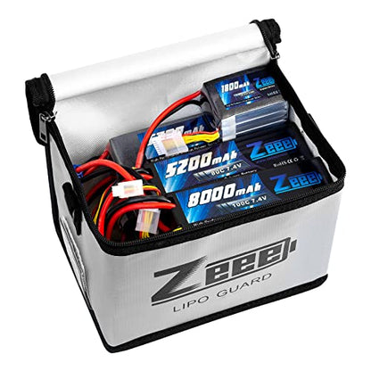 Zeee Fireproof Explosionproof Lipo Bag Battery Storage(8.46 x 6.5 x 5.71in) - color: silver-S