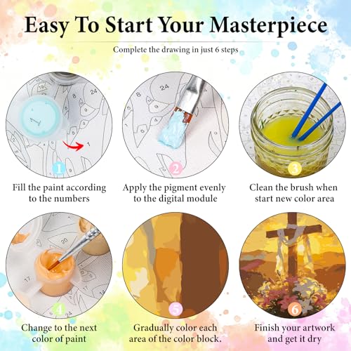 Dawnsphere Cross Paint by Numbers Kit for Adults Without Frame 16x20 in - color: OP-US15