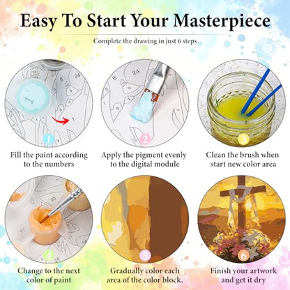 Dawnsphere Cross Paint by Numbers Kit for Adults Without Frame 16x20 in - color: OP-US15