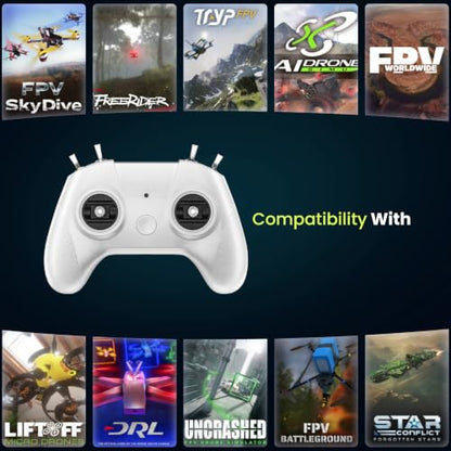 STARDRONE S8 FPV Flight Simulator Controller -Anti-Slip PU Handle, 8 Channel Metal Joystick, Ergonomic Design for DRL/Uncrashed/Liftoff/DCL Beginner Pilots (Mode 2, White) - color: White