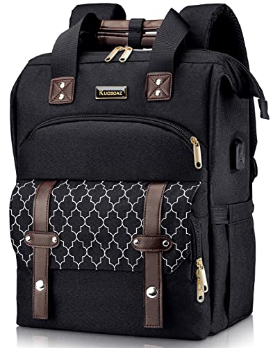 Backpack for Women, School Backpacks for Girls, Large Wide Open Backpack - color: Black