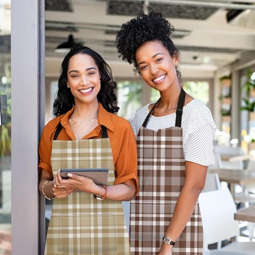 Britimes Apron with Pockets, 32x28 inch, 2 Pack, Khaki Champagne - color: Khaki Brown