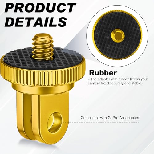 Frienda 4 Pcs Tripod Adapter Compatible with Gopro 1/4-20, Gold - color: Gold