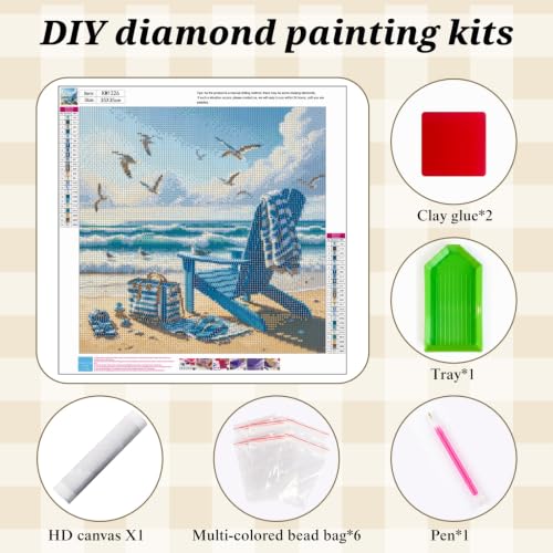 Beach 5D Diamond Painting Kit for Adults, Ocean Scene Diamond Art Kits - color: KM1226-1