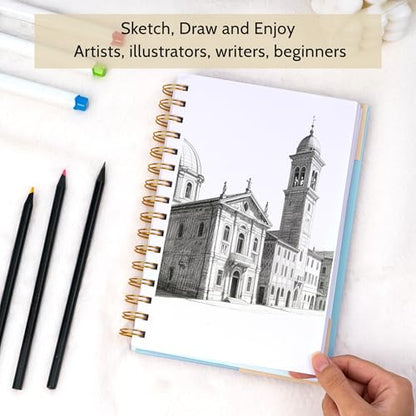 Yoment Small Sketch Book 5.5"x8.5",Mini Sketchbook,Spiral Bound,100 Sheets - color: 3-Blue, size: 5.5 x 8.5
