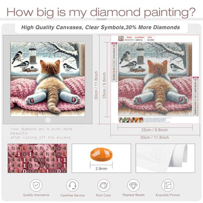 Sanjee Cat Diamond Art Painting Kits for Adults, Round Full Drill, 12x12In