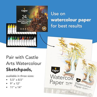 Castle Art Supplies 24 X 12ml Watercolor Paint Set for Adults - New Formula