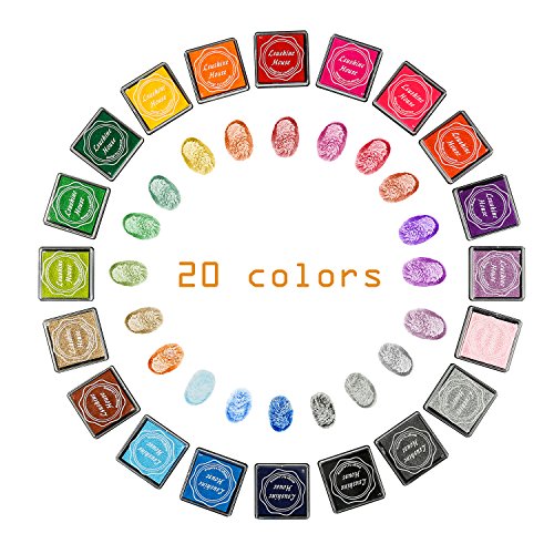 Lsushine Craft Ink Pads, 20 Colors Rainbow Finger Ink Pads for DIY Stamping