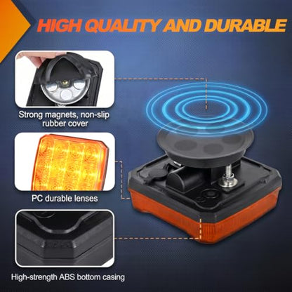 Nilight Magnetic Strobe Lights 2PCS Amber 12 LED Rechargeable Warning - color: 12LED 18Modes Amber