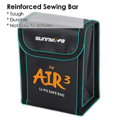 CAPART Battery Safe Bag for DJI Air 3 Drone, Storage Bag Fireproof Safety Charging Bag (Small Size 3pcs)