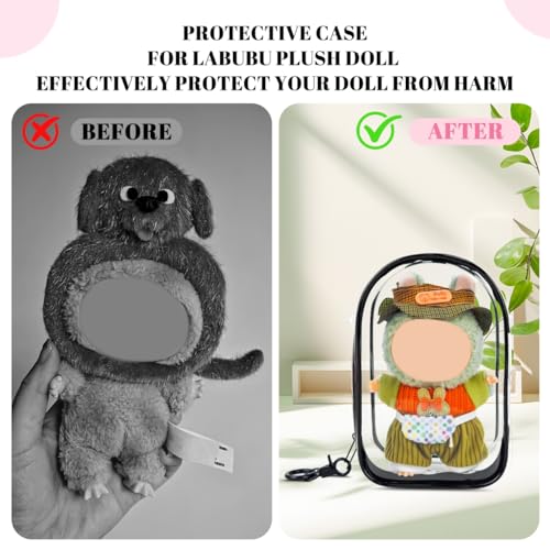 NZNDB Large Clear Figure Display Bag with Keychain Case Blind Box - color: Black Standing