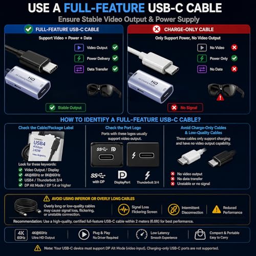 Guermok AR Glasses HDMI to USB-C Display Adapter, 4K@60Hz Video Converter - color: Silver, size: 0.74FT