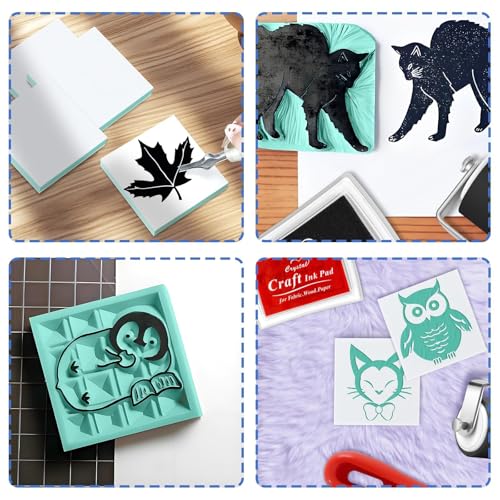6pcs 2"x2" Rubber Carving Blocks, Linoleum Block Stamp Making Kit for Beginners - DIY Stamp Making, Printmaking Crafts (White & Green) - color: 6pack, size: 2"x2"