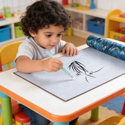 Magic Canvas Paint with Water,Reusable Calligraphy Cloth-Dark Blue - color: Light Blue
