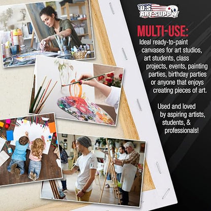 U.S. Art Supply 18"x60" Stretched Canvas for Painting, Gallery Depth 2-Pack - size: 18" x 60"