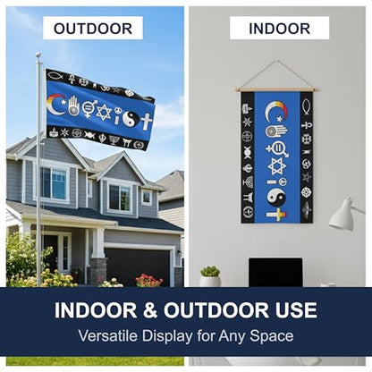 SSK® Blue Coexist Outdoor Flag - Large 3' x 5', Weather-Resistant Polyester - color: Coexist (Blue)