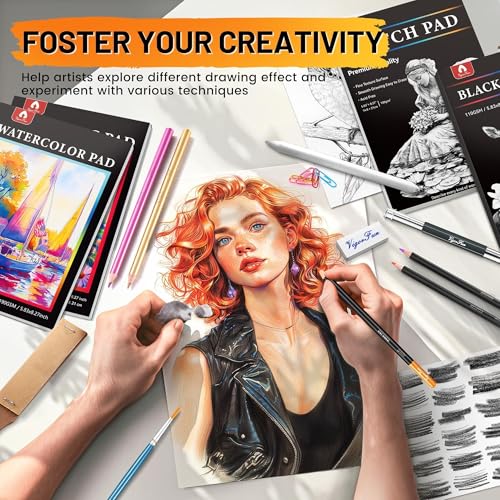 133 PCS Art Supplies Sketching Kit, Pro Drawing Pencils Art Kit Adults Gift - color: Purple, size: 133 Pack