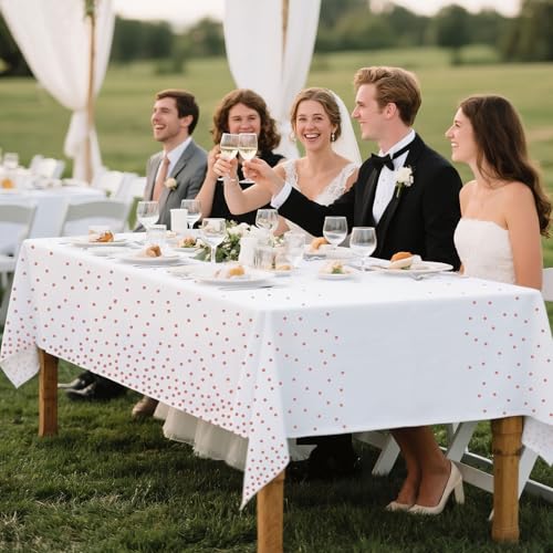 4 Pack Rose Gold Plastic Tablecloths, Waterproof Disposable Table Covers - color: Rose-gold, size: 54" x 108" (4 Pack)