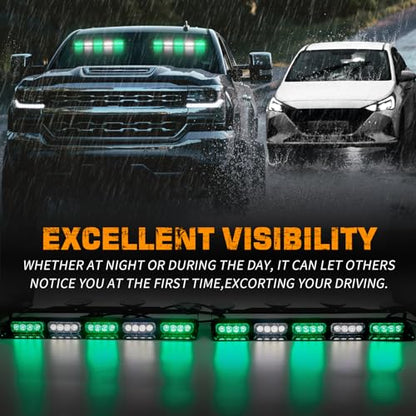 XRIDONSEN 2x 17 inch Windshield Light Bar 40 LED Dash Strobe lights - color: Green/White