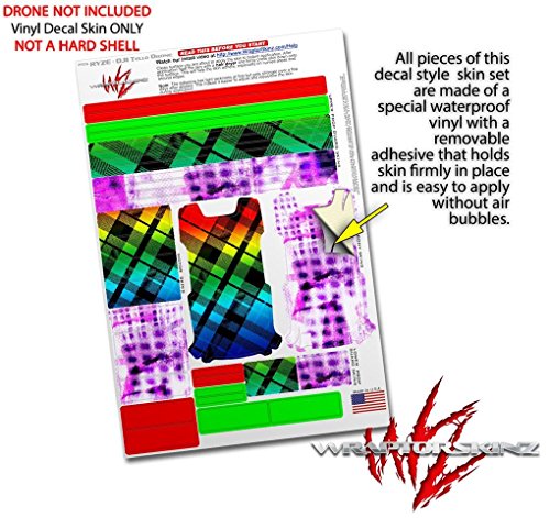 Skin Decal Wrap 2 Pack Compatible with DJI Ryze Tello Rainbow Plaid Drone NOT Included