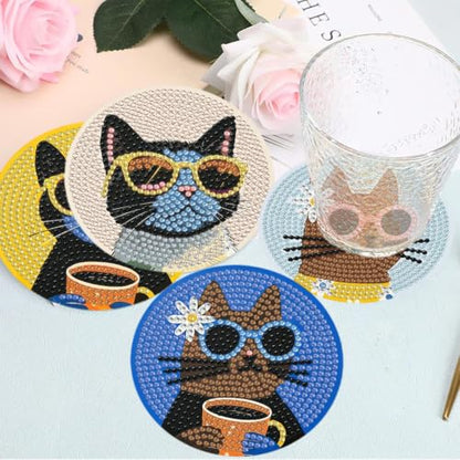 Cat Diamond Art Coasters Kit - Diamond Painting Coasters 4X4IN - color: Cat-2