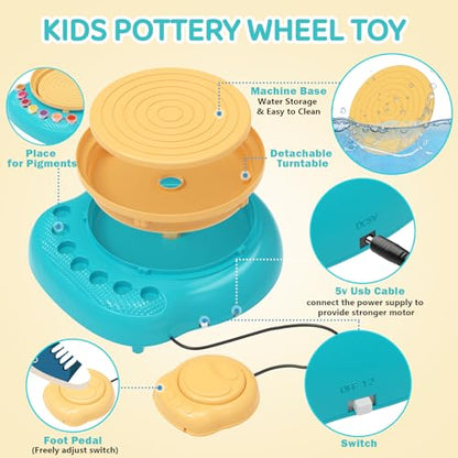 Pottery Wheel for Kids, Complete Kit with Air-Dry Clay, Ages 8-12 - color: Blue