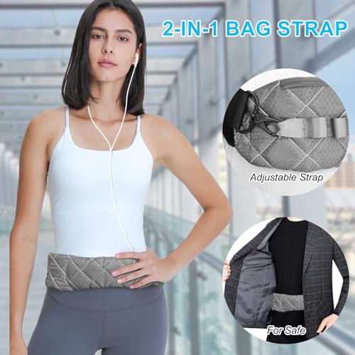 Anti-Theft Shoulder Bag Strap with RFID-Blocking Pockets - 170 Lbs - color: Gray