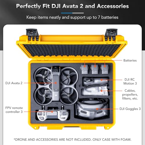 Lykus Titan AT200 Hard Case for DJI Avata 2,Goggles 3(NOT N3),FPV/Motion RC - color: Yellow