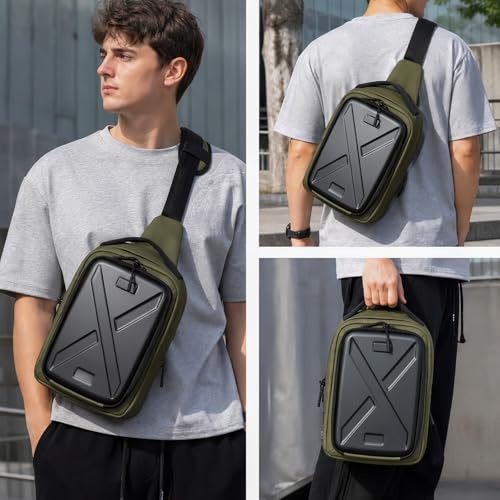 Besnfoto Camera Hardshell Case Crossbody Camera Sling Bag Small Waterproof Photography Bag for Mirrorless and DSLR Cameras - color: Green