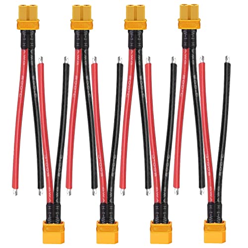 4Pairs XT30U Male Female Connectors 18AWG 4inch Wire with Sheath - color: Xt30u Cable
