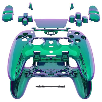 eXtremeRate Full Set Shell with Buttons Touchpad Compatible with ps5 Edge Controller, Chameleon Green Purple Replacement Decorative Trim Shell Front Back Plates Compatible with ps5 Edge Controller - color: Chameleon Green Purple
