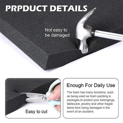 DECOHS 6 PCS Polyurethane Foam Sheet-16x12x1 Inch Cuttable Foam Inserts for Cases-Packing Foam Pads for Toolbox Camera Storage and Crafts