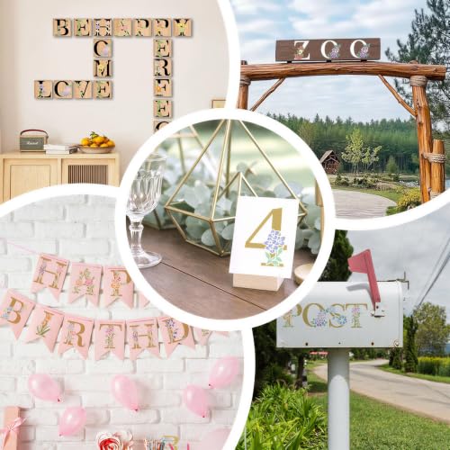 36 Floral Letter Stencils for Monograms, Wedding Signs, Names, Date Cards - color: Letters