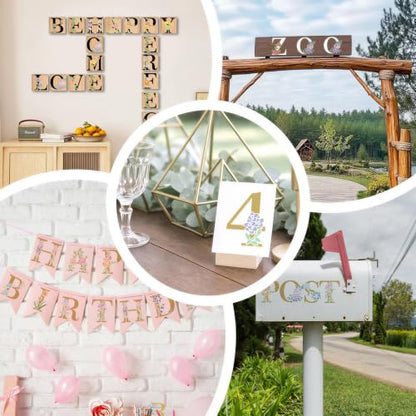 36 Floral Letter Stencils for Monograms, Wedding Signs, Names, Date Cards - color: Letters