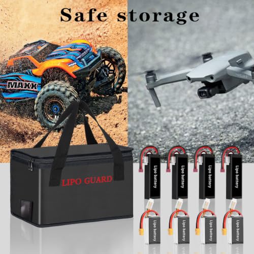 2PCS Lipo Battery Safe Bag Fireproof Charging Bag for RC Lipo Battery Pack Storage Charging Transport, Home Office Travel Lipo Storage Pouch Double Layer Fireproof - size: 260x130x150mm+185x75x60mm (2 pcs)