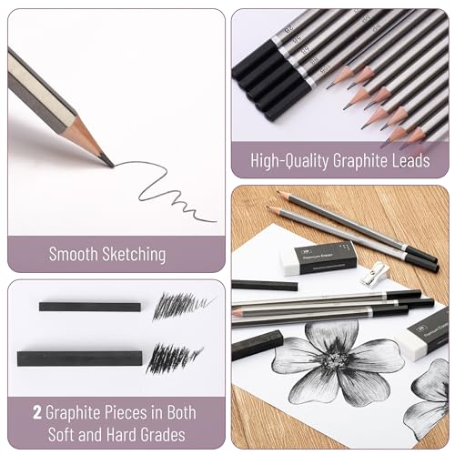 Mr. Pen- Drawing Sketching Pencil Set, 19 pcs, Graphite Pencils (10B-6H) - size: 19 Count