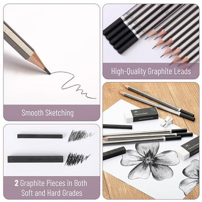Mr. Pen- Drawing Sketching Pencil Set, 19 pcs, Graphite Pencils (10B-6H) - size: 19 Count