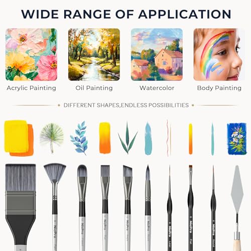 Nicpro 36pcs Paint Brush Set,Professional Paintbrushes for Acrylic Painting - color: Silver