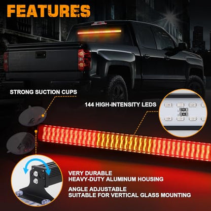 XRIDONSEN 35 inch Traffic Advisor Light Bar Front/Rear Strobe Lights - color: Amber/Red