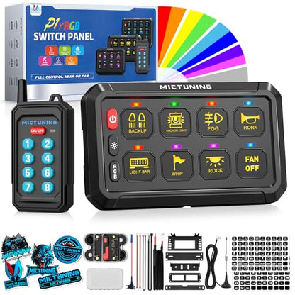 MICTUNING P1Y RGB 8 Gang Dual-Control Switch Panel with RF Remote - size: RGB 8 Gang(Remote Control)