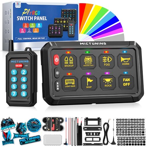 MICTUNING P1Y RGB 8 Gang Dual-Control Switch Panel with RF Remote - size: RGB 8 Gang(Remote Control)