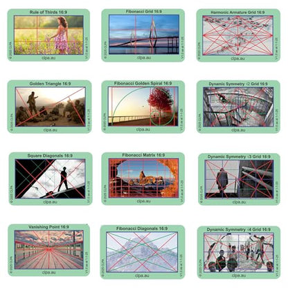 16:9 Directors Viewfinder Set, 12 Layouts, 12 Cards - size: Set - Full 16:9 Only