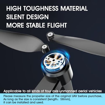 Universal 58mm/2.28In Drone Propellers for E88、E25、K911、S115、S119、A17、S132、F167、X28、X26、L106 Models - Replacement Drone Accessories with Stable and Low-Noise Operation 16-Pack (Gray) - color: Gray