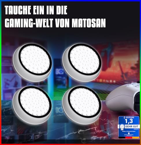 MatoSan 4 Thumbstick Grip Caps – Universal Silicone Controller Covers – Enhanced Grip, Precision & Protection – Anti-Slip Joystick Accessories for All Modern Game Controllers - size: 4 White Set