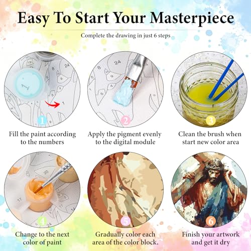 Dawnsphere Jesus Paint by Numbers Kit for Adults Without Frame 16x20 in - color: OP-US13
